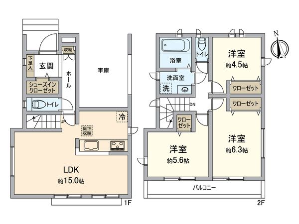 八王子市大和田町5丁目 新築戸建A号棟 間取図(平面図)