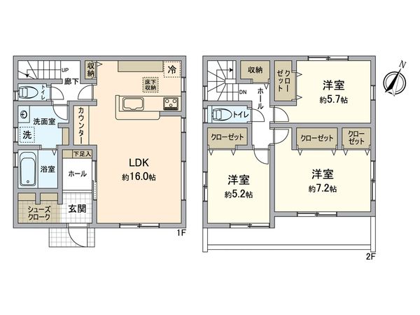 八王子市長房町 新築戸建1号棟 間取図(平面図)