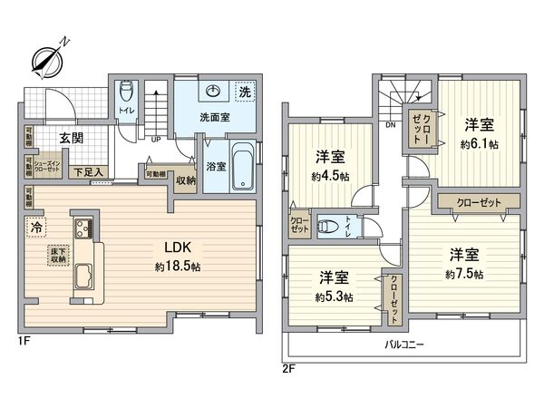 八王子市寺田町 新築戸建3号棟 間取図(平面図) 八王子市寺田町 新築戸建3号棟 間取図(平面図)
