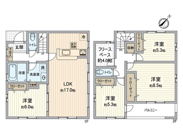 八王子市寺田町 新築戸建5号棟 間取図(平面図)