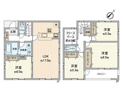 八王子市寺田町 新築戸建5号棟 間取図(平面図)