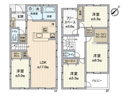 八王子市寺田町 新築戸建6号棟 間取図(平面図)