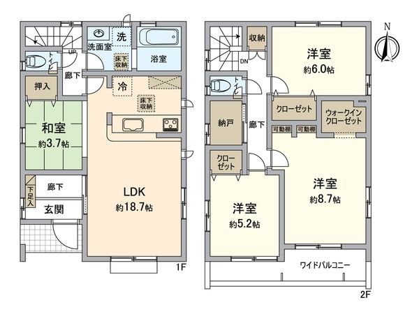 八王子市富士見町 新築戸建2号棟 間取図(平面図) 八王子市富士見町 新築戸建2号棟 間取図(平面図)