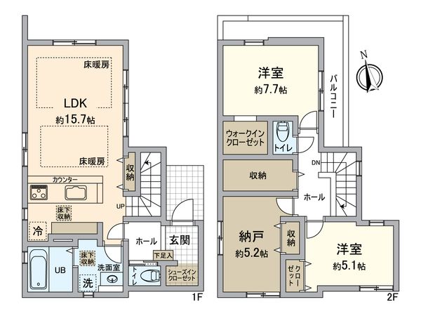 日野市神明3丁目 新築戸建2号棟 間取図(平面図)