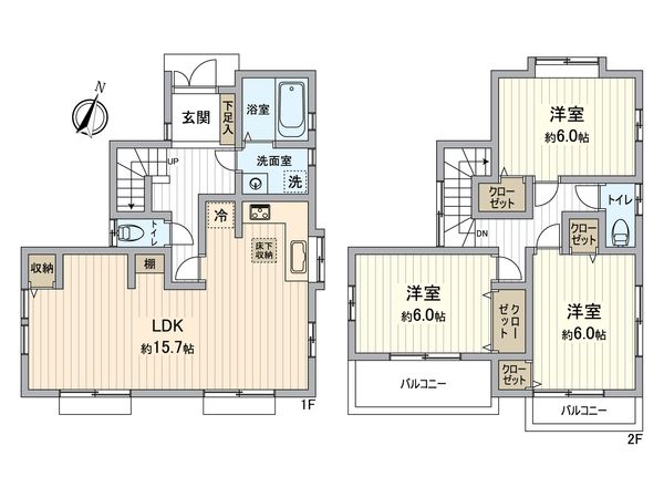 八王子市北野町 戸建 間取図(平面図) 八王子市北野町 戸建 間取図(平面図)