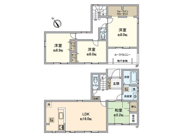 八王子市諏訪町 新築戸建1号棟 間取図(平面図) 八王子市諏訪町 新築戸建1号棟 間取図(平面図)