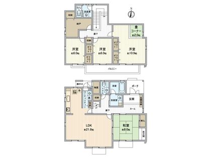八王子市元八王子町2丁目 戸建 間取図(平面図)