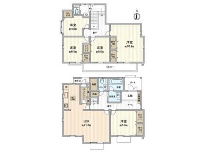 八王子市元八王子町2丁目 戸建 間取図(平面図)
