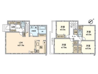 八王子市緑町 新築戸建1号棟 間取図(平面図)