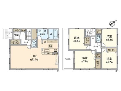 八王子市緑町 新築戸建2号棟 間取図(平面図)