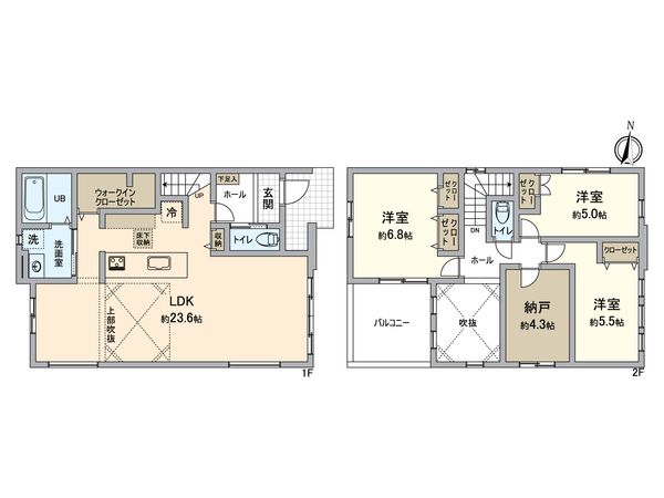 八王子市横川町 新築戸建1号棟 間取図(平面図)