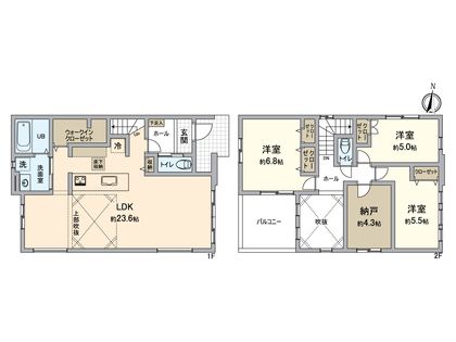 八王子市横川町 新築戸建1号棟 間取図(平面図)