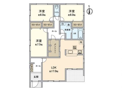 八王子市大谷町 新築戸建 1号棟 間取図(平面図)