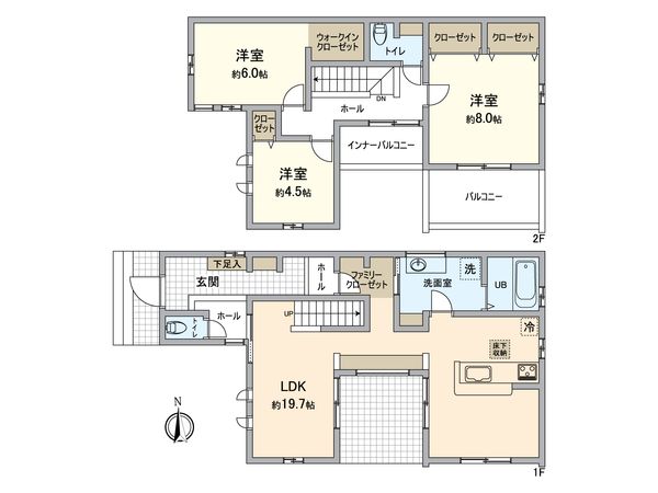 日野市旭が丘5丁目 新築戸建1号棟 間取図(平面図)