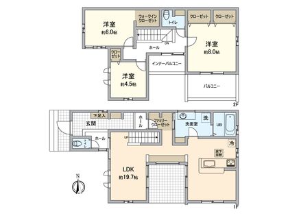 日野市旭が丘5丁目 新築戸建1号棟 間取図(平面図)