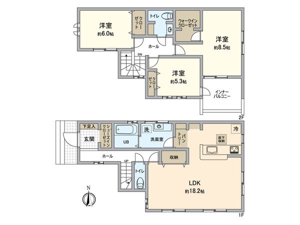日野市旭が丘5丁目 新築戸建3号棟 間取図(平面図) 日野市旭が丘5丁目 新築戸建3号棟 間取図(平面図)
