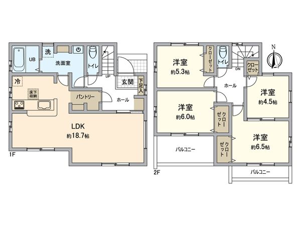 日野市旭が丘5丁目 新築戸建8号棟 間取図(平面図) 日野市旭が丘5丁目 新築戸建8号棟 間取図(平面図)