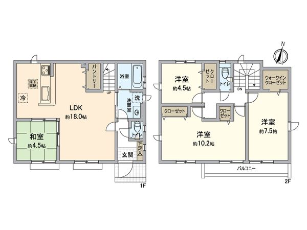 八王子市石川町 新築戸建12号棟 間取図(平面図) 八王子市石川町 新築戸建12号棟 間取図(平面図)
