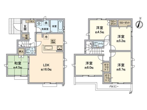 八王子市石川町 新築戸建14号棟 間取図(平面図) 八王子市石川町 新築戸建14号棟 間取図(平面図)