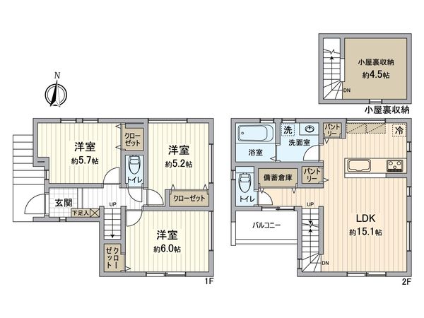 日野市多摩平5丁目 新築戸建 A号棟 間取図(平面図)