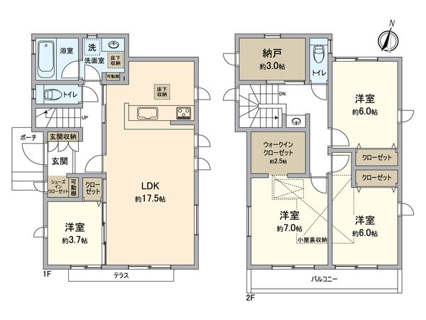 八王子市長沼町 新築戸建 2号棟 間取図(平面図) 八王子市長沼町 新築戸建 2号棟 間取図(平面図)