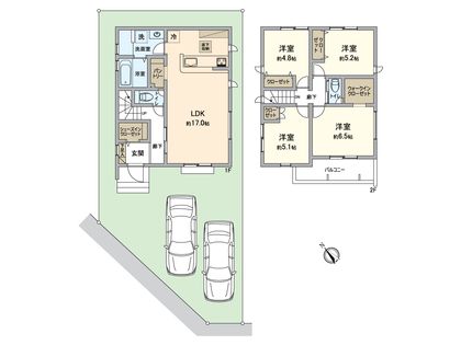 八王子市元八王子町2丁目 新築戸建2号棟 間取図(平面図)
