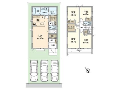 八王子市元八王子町2丁目 新築戸建3号棟 間取図(平面図)