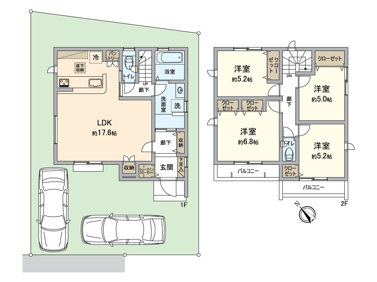 八王子市元八王子町2丁目 新築戸建5号棟 間取図(平面図) 間取図(平面図)