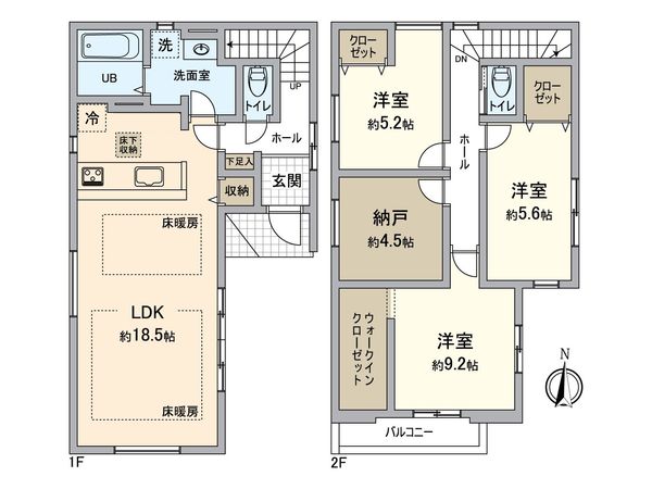 八王子市台町3丁目 新築戸建 1号棟 間取図(平面図)