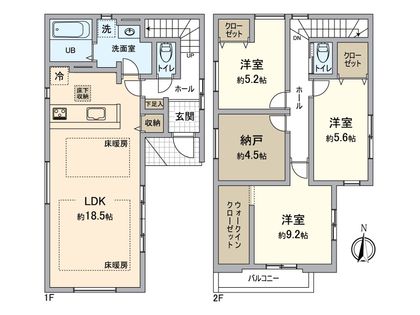 八王子市台町3丁目 新築戸建 1号棟 間取図(平面図)