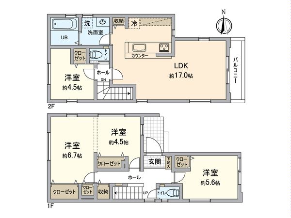 八王子市子安町3丁目 新築戸建 2号棟 間取図(平面図) 八王子市子安町3丁目 新築戸建 2号棟 間取図(平面図)