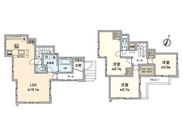 八王子市子安町1丁目 新築戸建1号棟 間取図(平面図) 八王子市子安町1丁目 新築戸建1号棟 間取図(平面図)