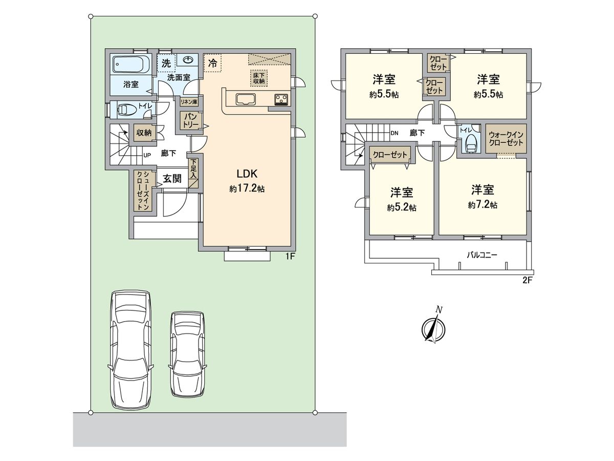 八王子市暁町3丁目 新築戸建3号棟 間取図(平面図) 間取図(平面図)