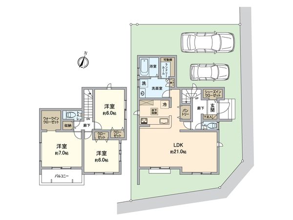 八王子市暁町3丁目 新築戸建20号棟 間取図(平面図) 八王子市暁町3丁目 新築戸建20号棟 間取図(平面図)
