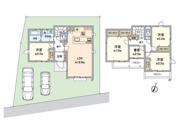 八王子市暁町3丁目 新築戸建25号棟 間取図(平面図) 間取図(平面図)