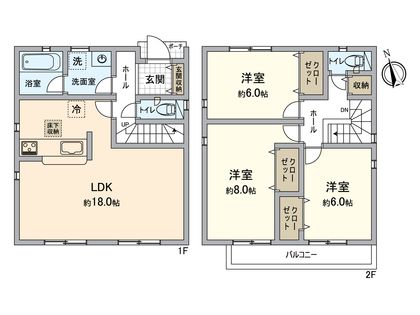 八王子市大楽寺町 新築戸建 1号棟 間取図(平面図)