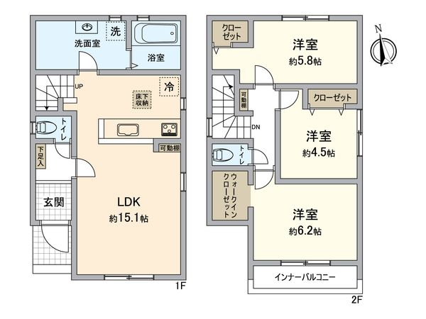 八王子市上壱分方町 新築戸建1号棟 間取図(平面図) 八王子市上壱分方町 新築戸建1号棟 間取図(平面図)