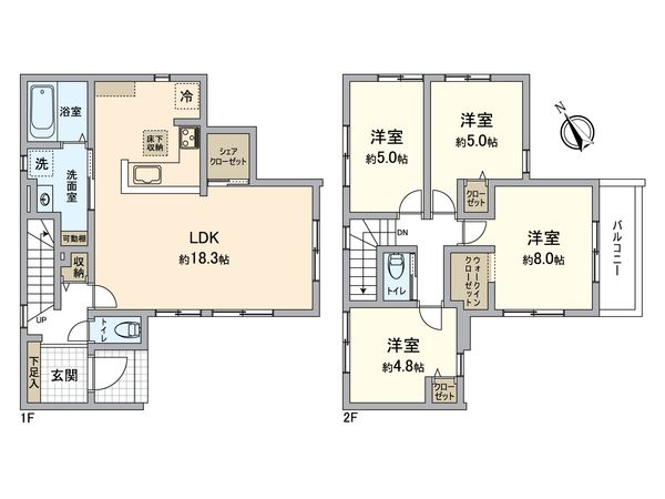 八王子市長沼町 新築戸建 4号棟 間取図(平面図) 間取図(平面図)