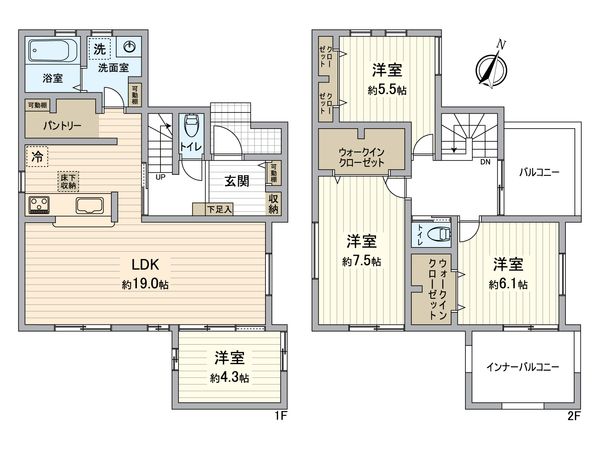 日野市日野台2丁目 新築戸建 間取図(平面図) 日野市日野台2丁目 新築戸建 間取図(平面図)