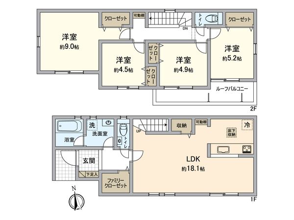日野市大坂上3丁目 新築戸建1号棟 間取図(平面図) 日野市大坂上3丁目 新築戸建1号棟 間取図(平面図)
