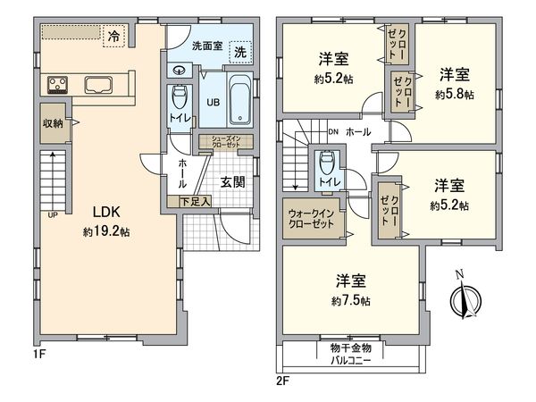 日野市日野台2丁目 新築戸建 2号棟 間取図(平面図) 日野市日野台2丁目 新築戸建 2号棟 間取図(平面図)