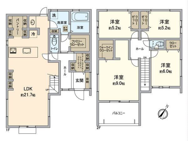 八王子市めじろ台3丁目 新築戸建 A号棟 間取図(平面図) 間取図(平面図)