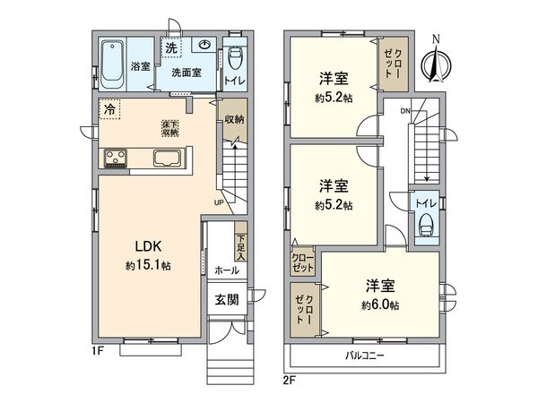 八王子市散田町2丁目 新築戸建 A号棟 間取図(平面図)