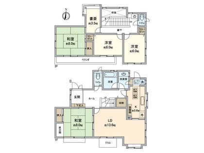八王子市城山手2丁目 戸建 間取図(平面図)