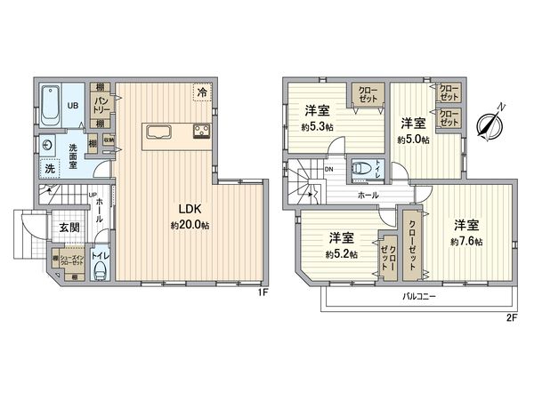 八王子市上柚木 新築戸建 3号棟 間取図(平面図) 八王子市上柚木 新築戸建 3号棟 間取図(平面図)