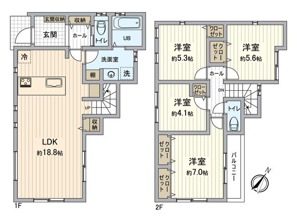 八王子市上柚木 新築戸建 4号棟 間取図(平面図) 八王子市上柚木 新築戸建 4号棟 間取図(平面図)