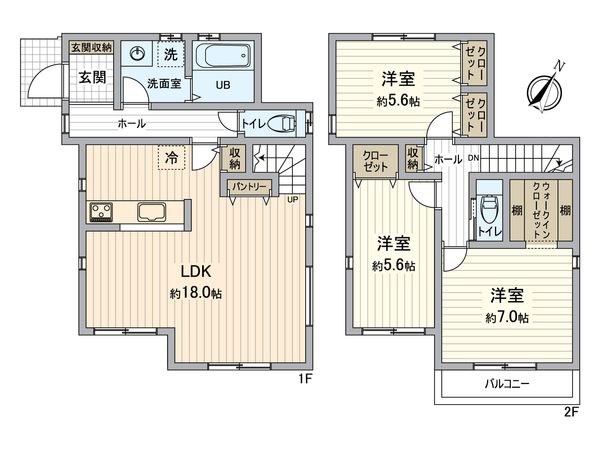 八王子市上柚木 新築戸建 5号棟 間取図(平面図) 八王子市上柚木 新築戸建 5号棟 間取図(平面図)