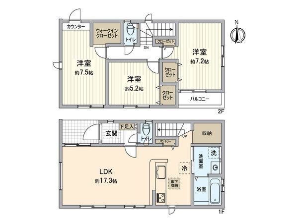 八王子市台町3丁目 新築戸建2号棟 間取図(平面図)