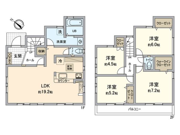 日野市南平6丁目 新築戸建1号棟 間取図(平面図)