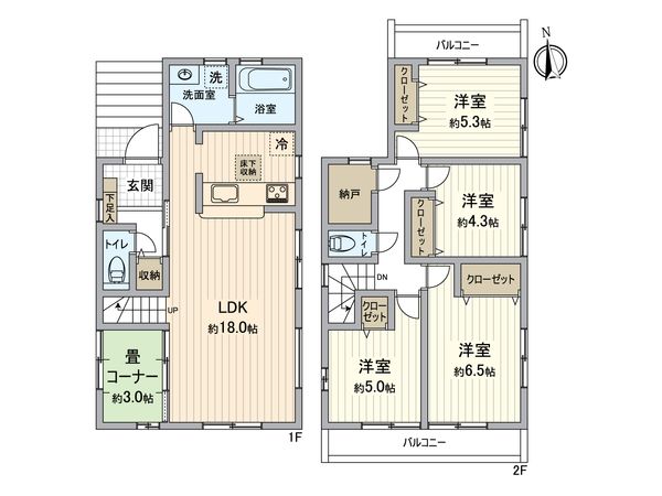 八王子市丸山町 新築戸建2号棟 間取図(平面図)